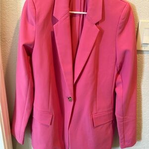 Vibrant Pink Blazer with Notched Lapels